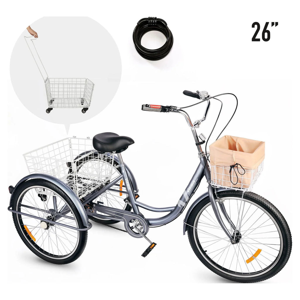 26 Inch Single Speed 3 Wheel Bike with Removable Basket G2464