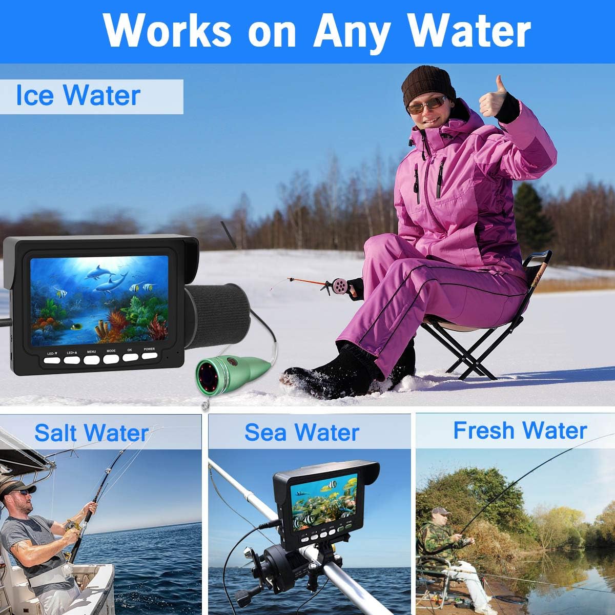 4.3 Inch IP68 Waterproof Underwater Ice Fishing Camera R722