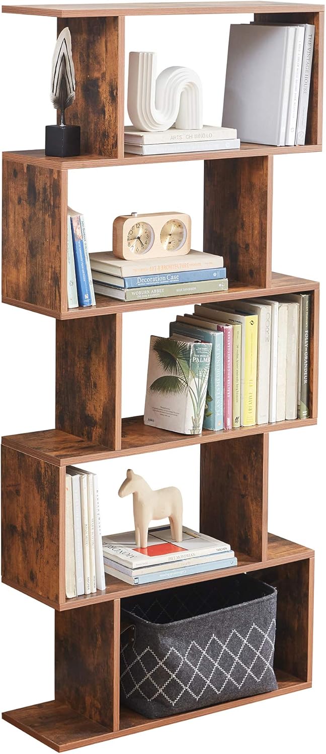 5-Tier Grey Wood Bookshelf H54445