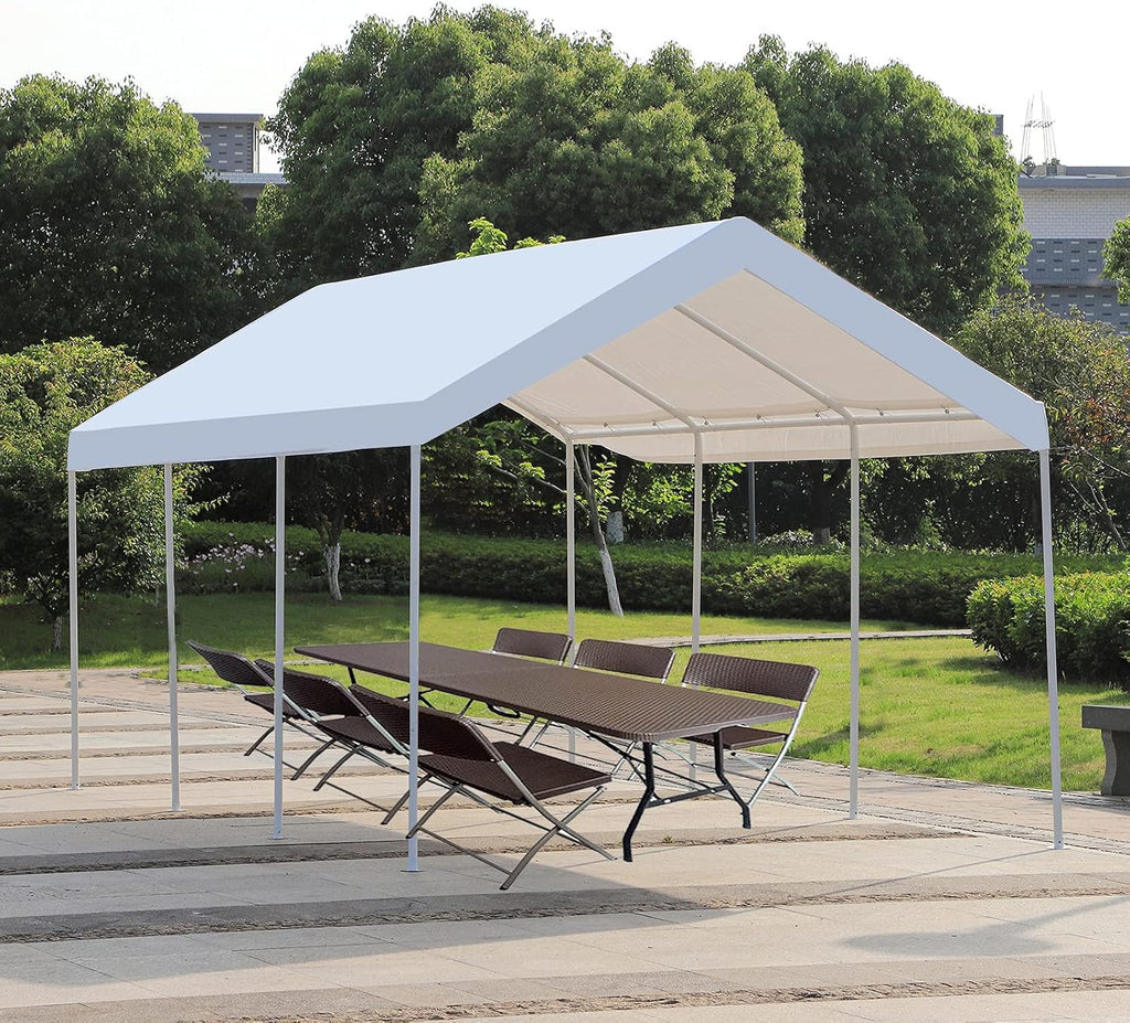 10x20 ft Heavy Duty Carport Canopy Shelter with Removable Sidewalls and Door J224958