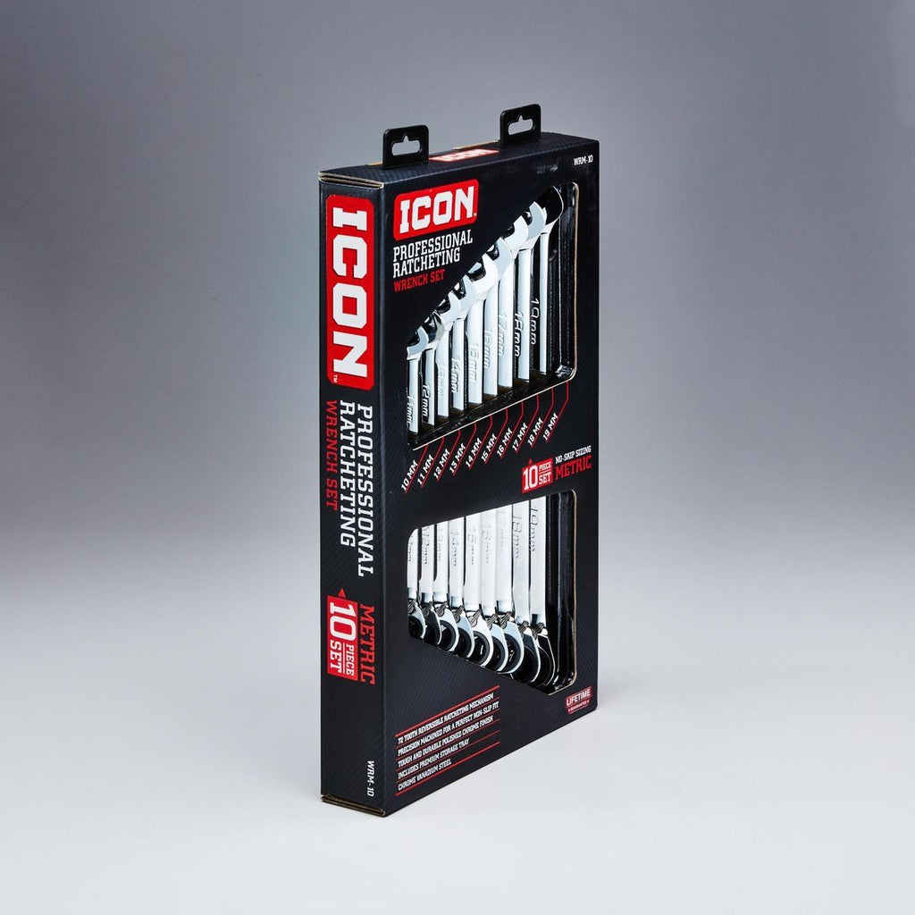 Metric Ratcheting Combination Wrench Set, 10-Piece N503