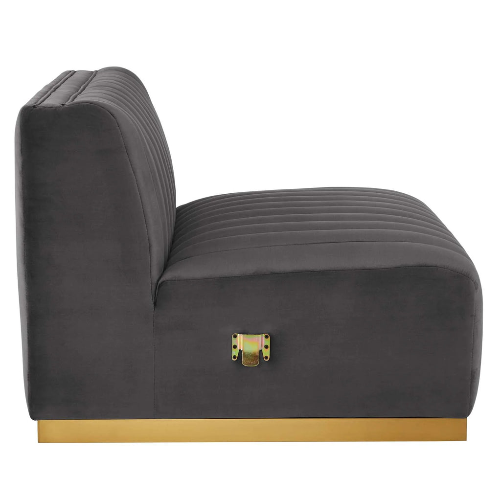 Gold Gray Velvet 4-Piece Sectional P409255