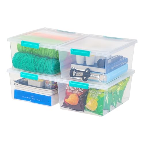 12 Qt. Clear Plastic Storage Bins with Lids, 4 Pack G4304
