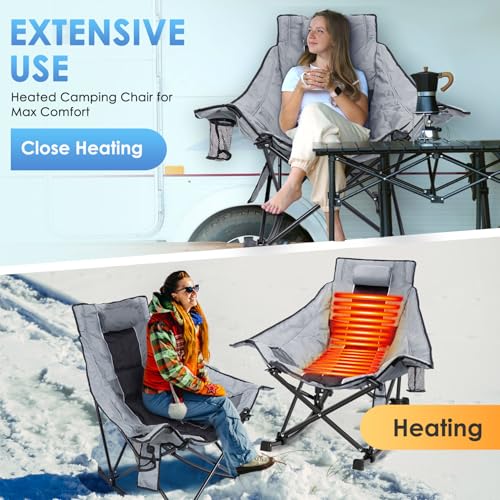 XL Oversized Heated Rocking Camping Chair with 3 Heat Levels L5964