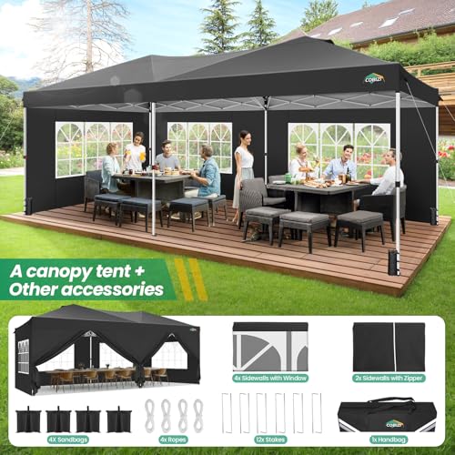 10x20 Pop Up Canopy Tent with 6 Sidewalls White D676029