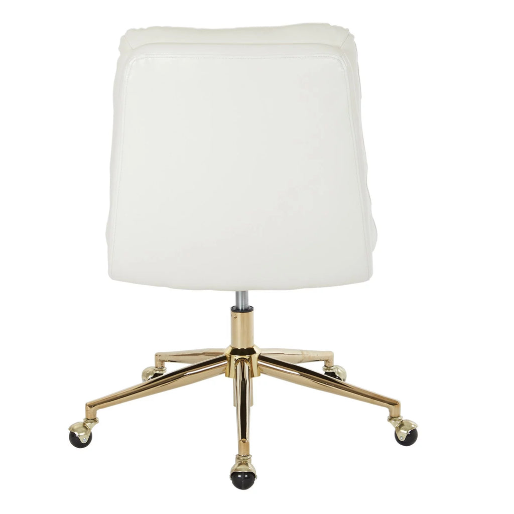 White Faux Leather Office Chair with Gold Base O482