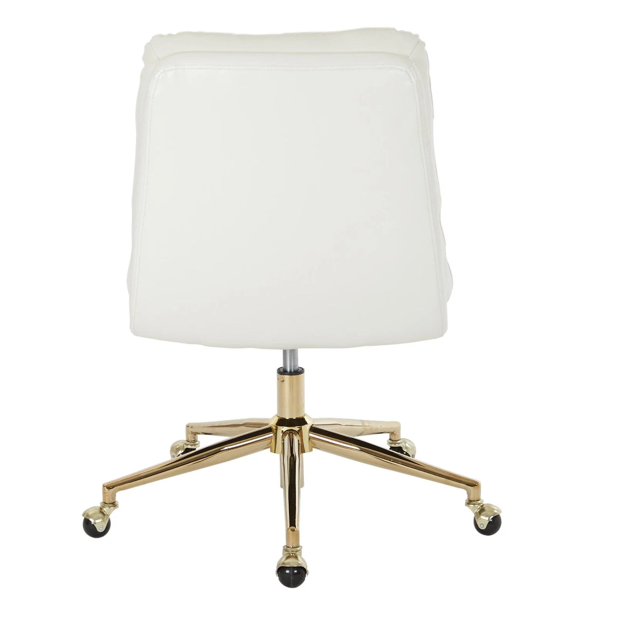 White Faux Leather Office Chair with Gold Base O482