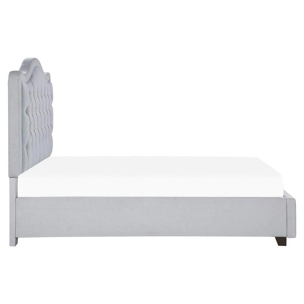 Gray Fabric Eastern King Platform Bed with Storage Drawer G159