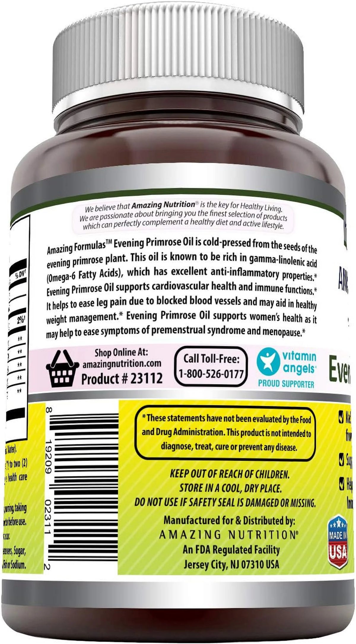 1300mg Evening Primrose Oil 250 Softgels Supplement G910221
