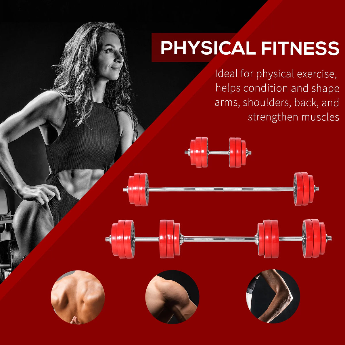 44 lbs. Barbell Dumbbells Combo Free Weight Set M4277