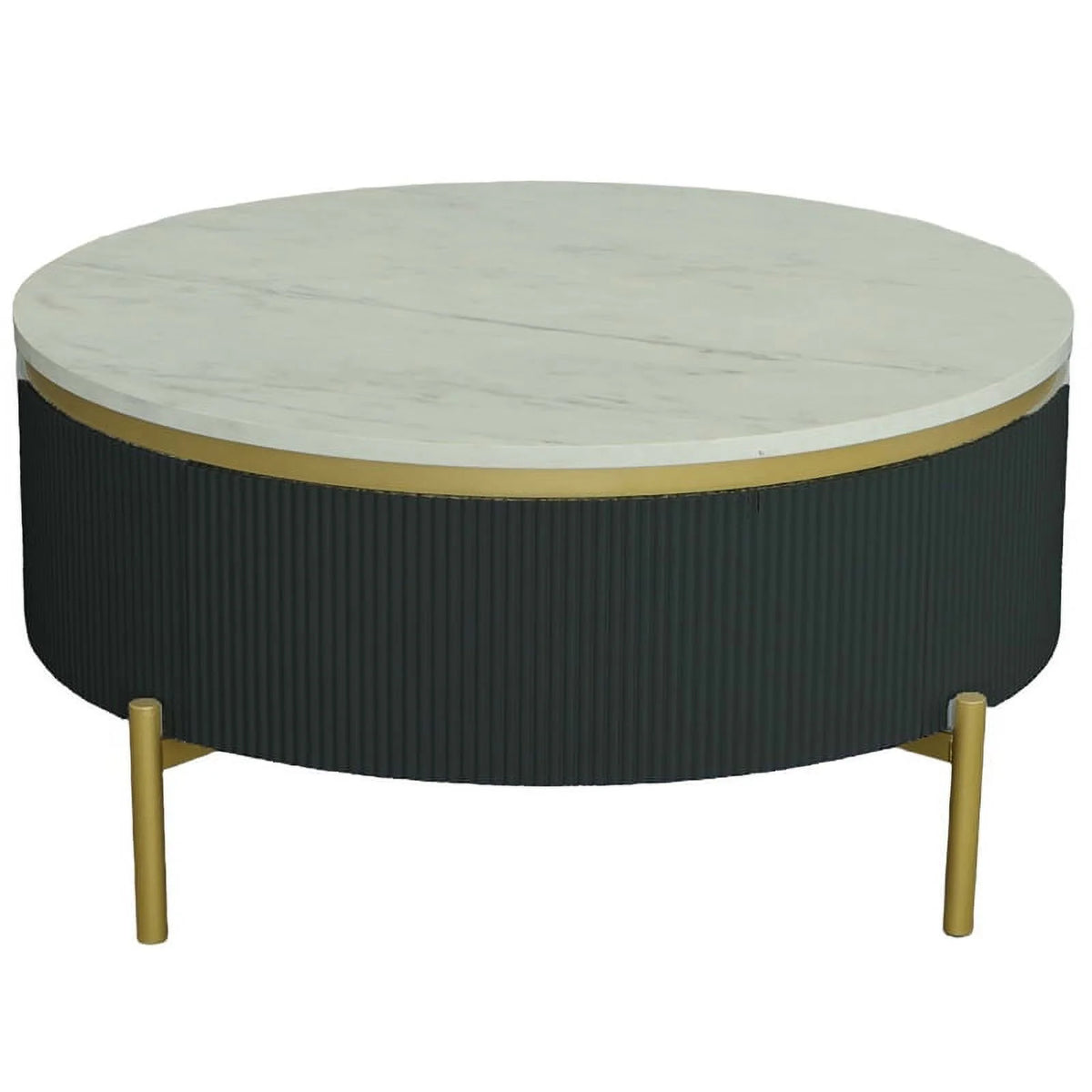 Round Black Marble Gold Cocktail Table Z101983