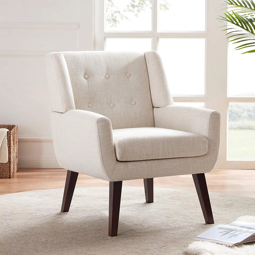 Beige Button-Tufted Upholstered Accent Chair H93854