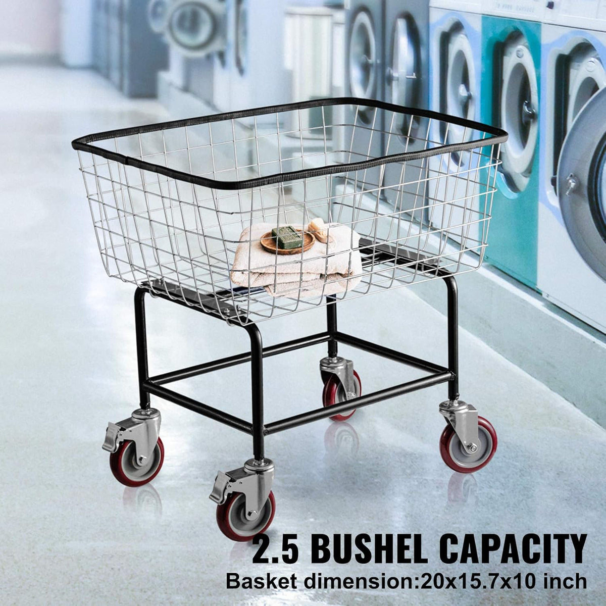2.5 Bushel Wire Laundry Cart with Wheels H313089