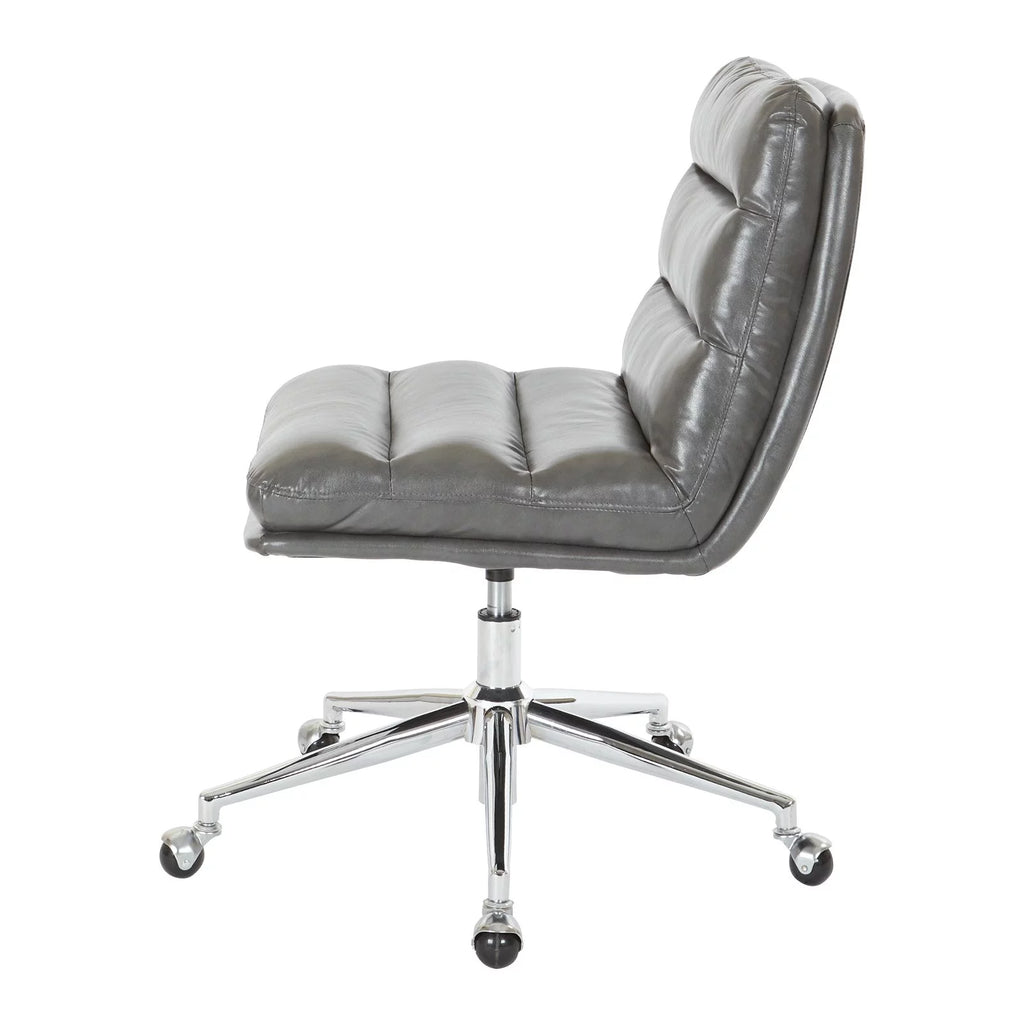 White Faux Leather Office Chair with Gold Base O482