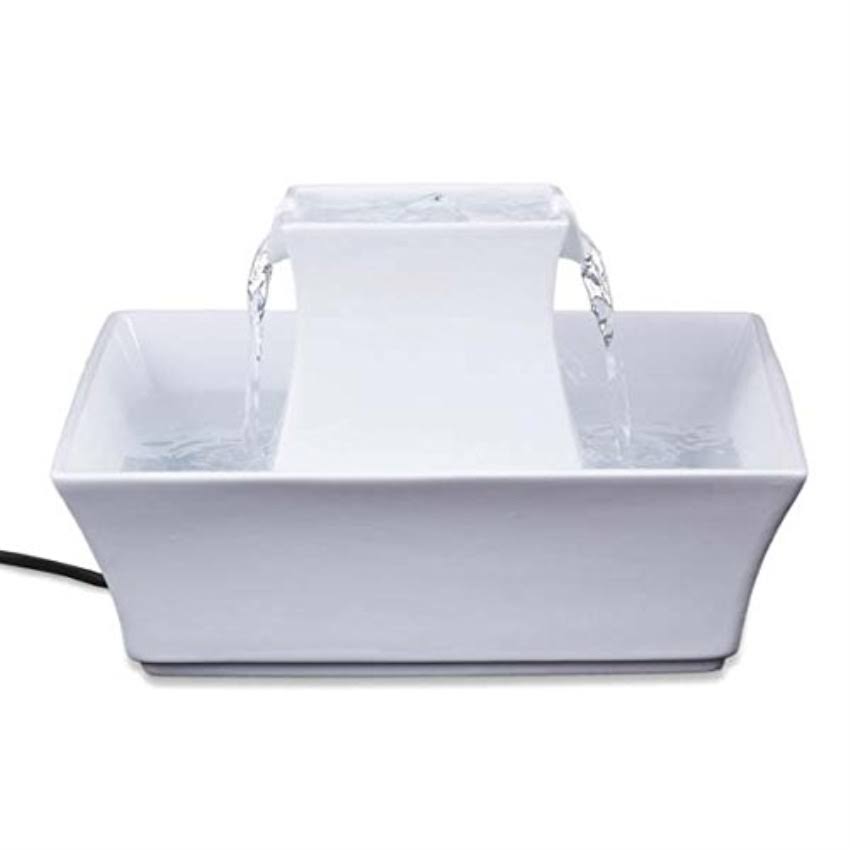 Ceramic Dog and Cat Water Fountain White 70 oz J9156