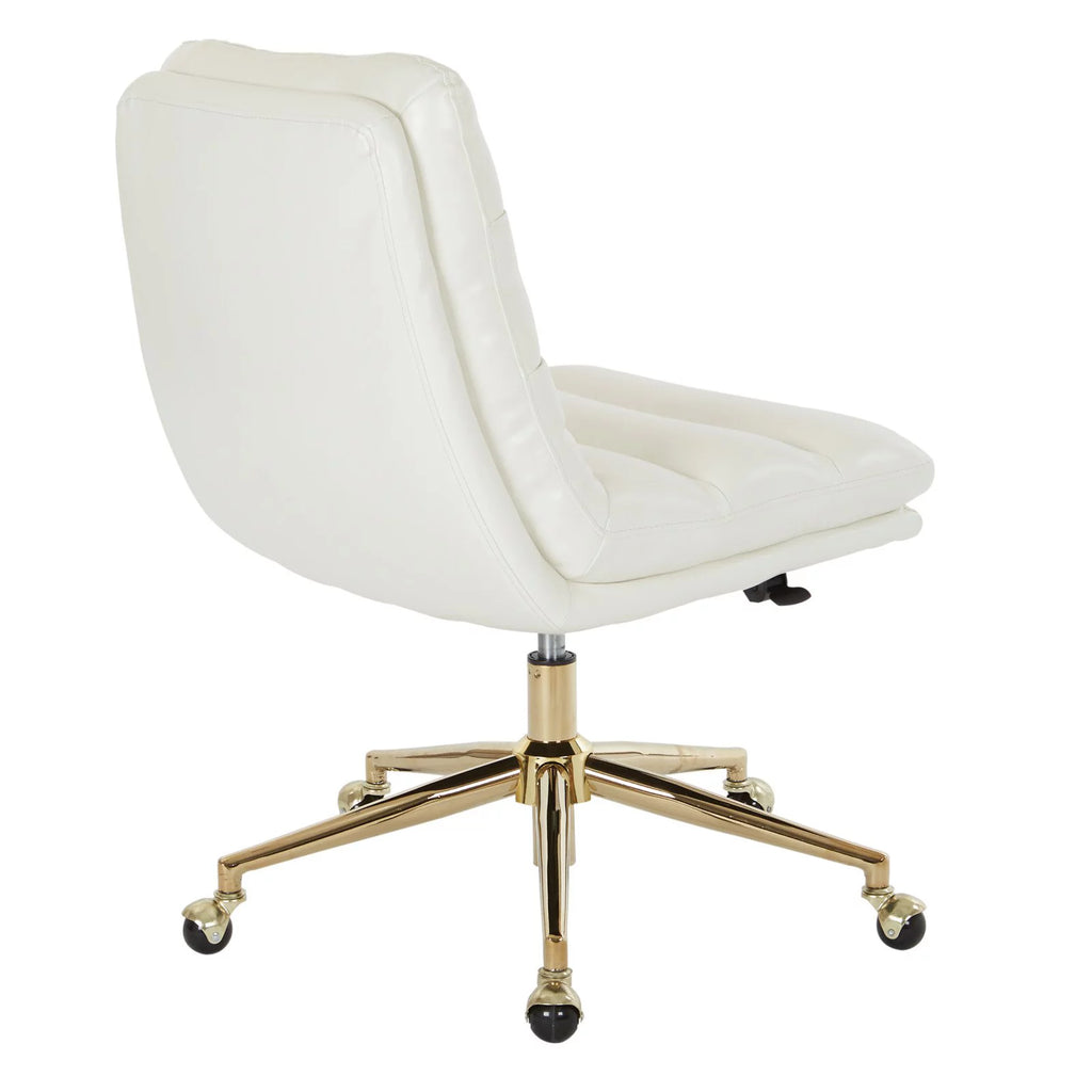 White Faux Leather Office Chair with Gold Base O482