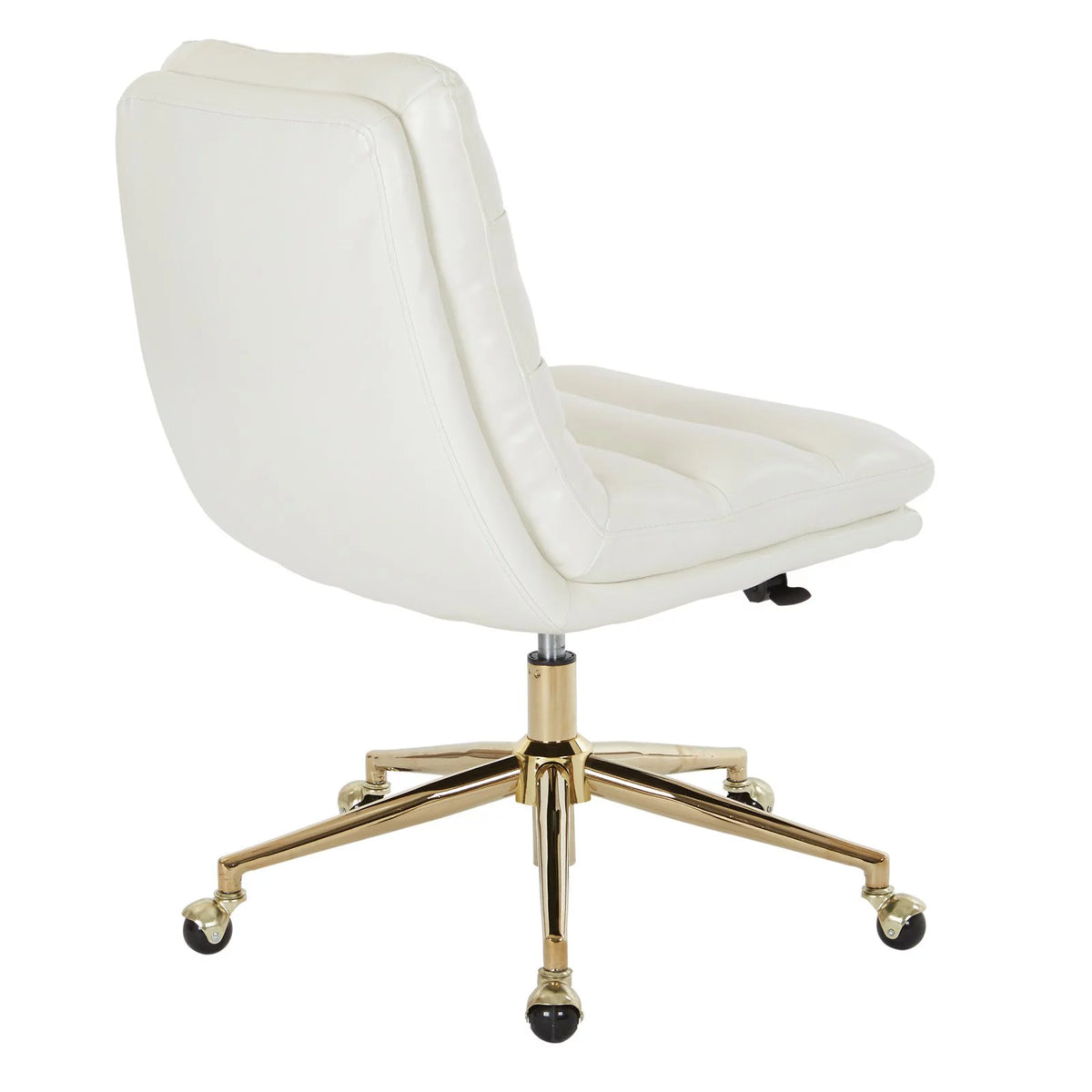White Faux Leather Office Chair with Gold Base O482