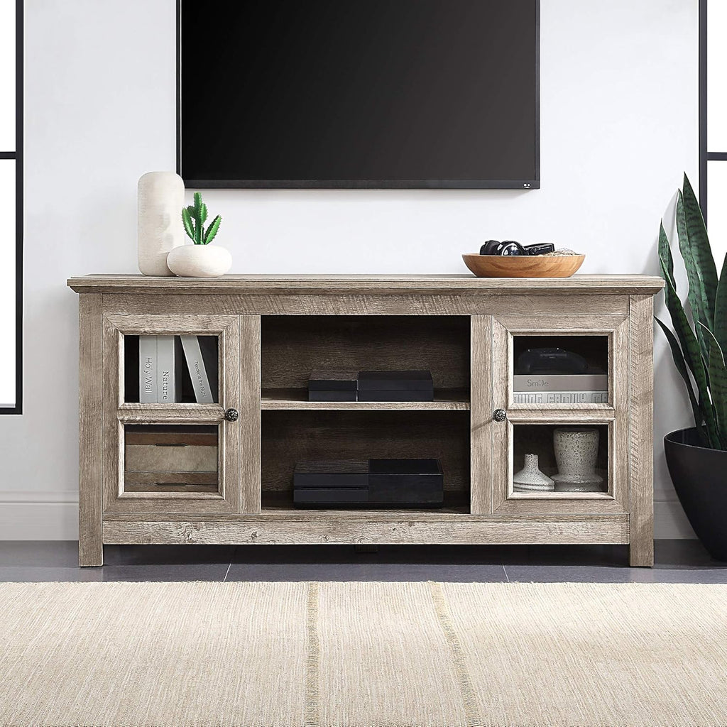 Electric Fireplace TV Stand for TVs up to 55 Inch with Storage Shelves & Cabinets W9847