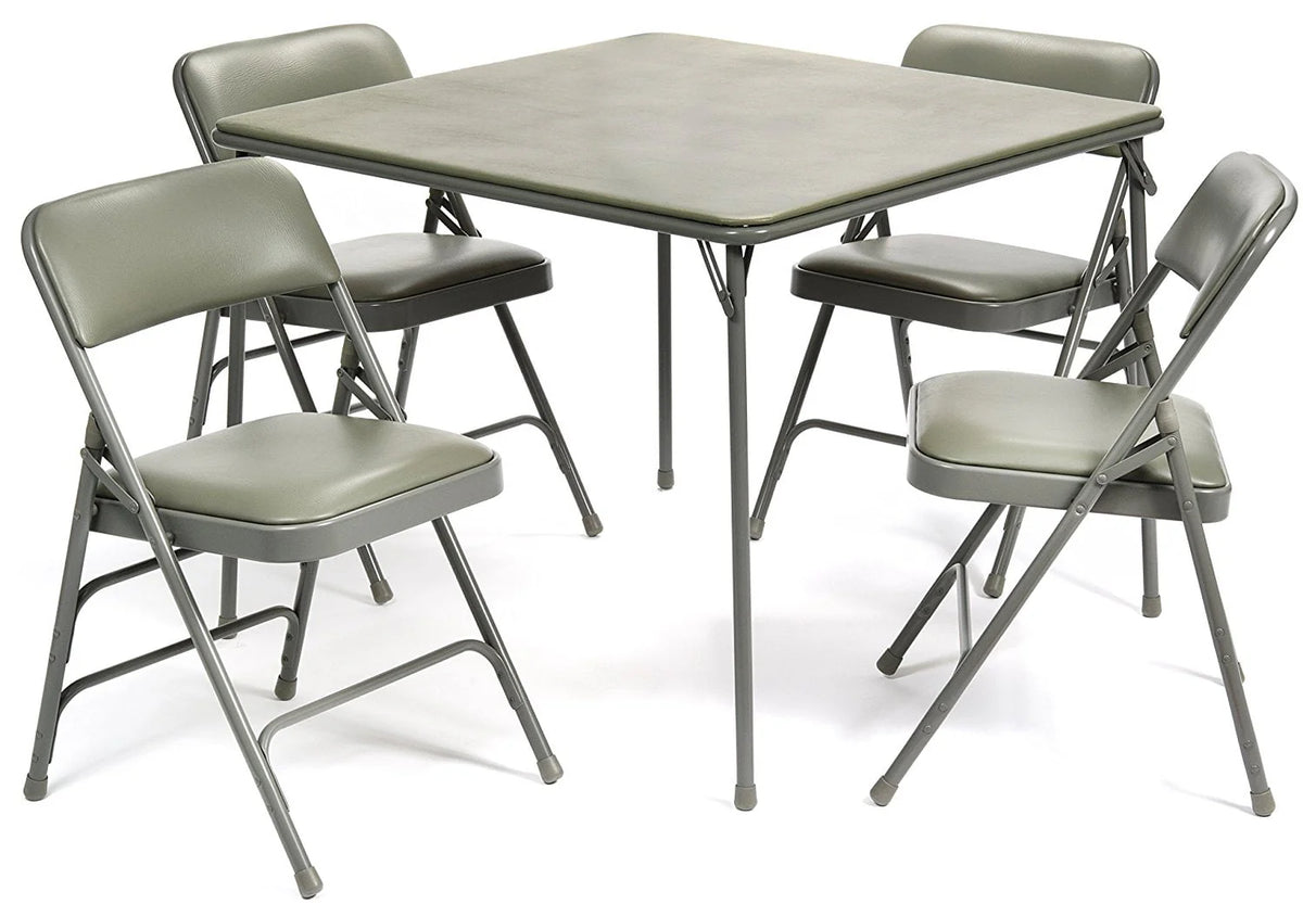 5pc Folding Card Table and Chair Set Black J905