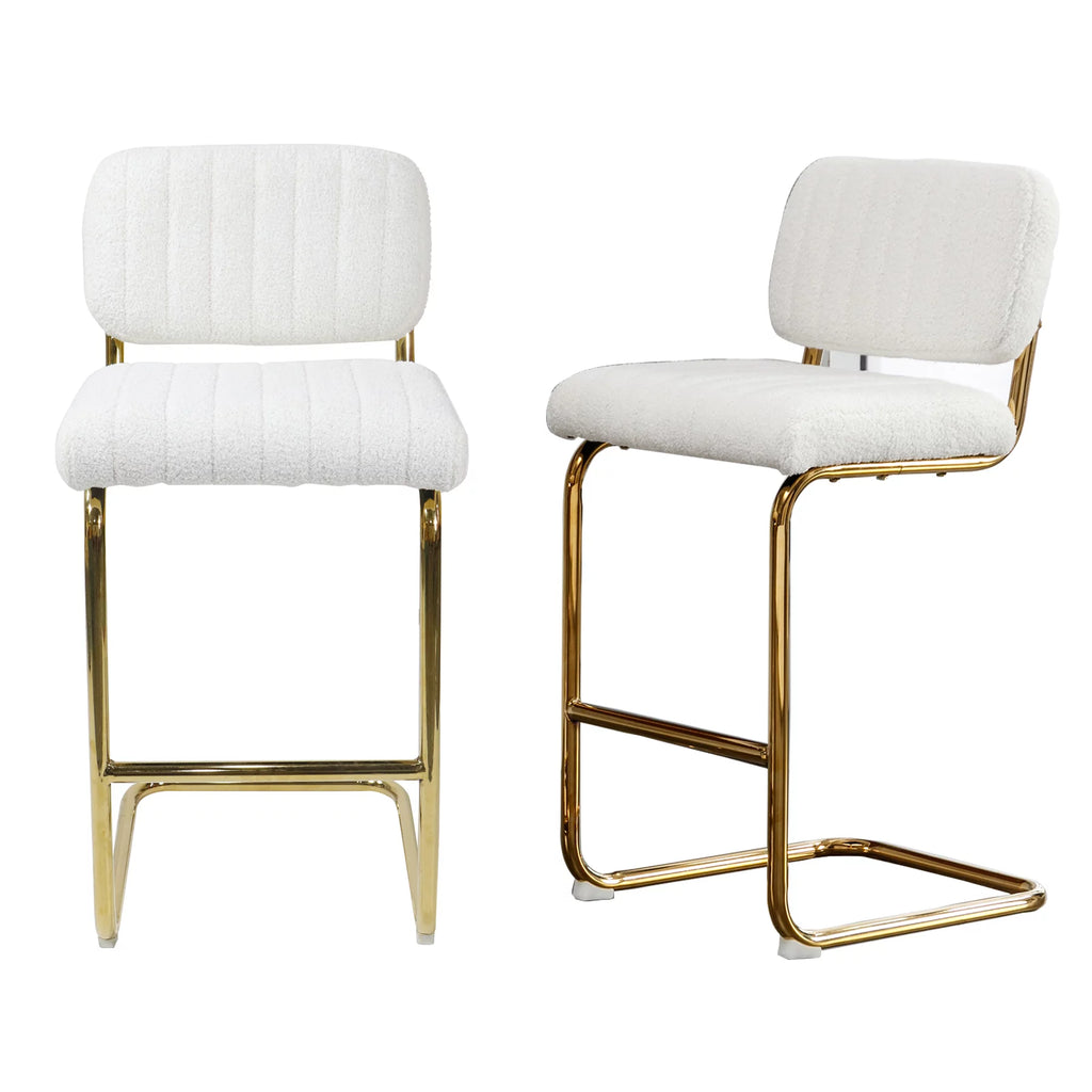 Set of 2 Teddy Fabric Upholstered Bar Stools Z1748