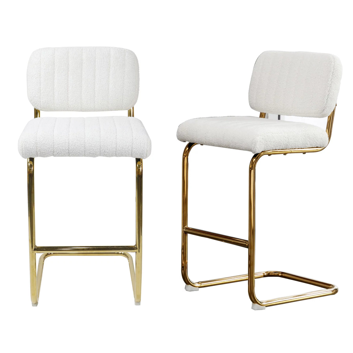 Set of 2 Teddy Fabric Upholstered Bar Stools Z1748