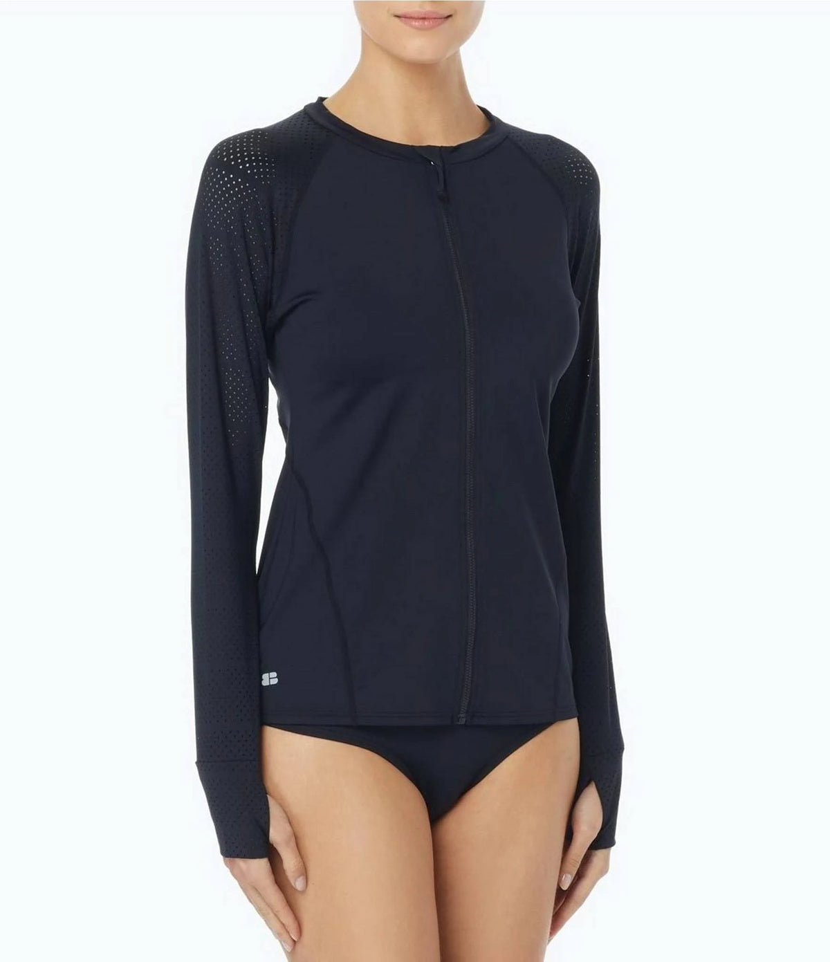 Black Zip Front Rashguard Q699551
