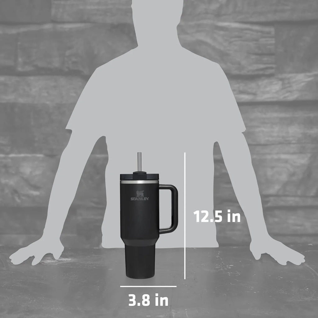 40 oz Black Stainless Steel Insulated Tumbler with Lid and Straw T790882