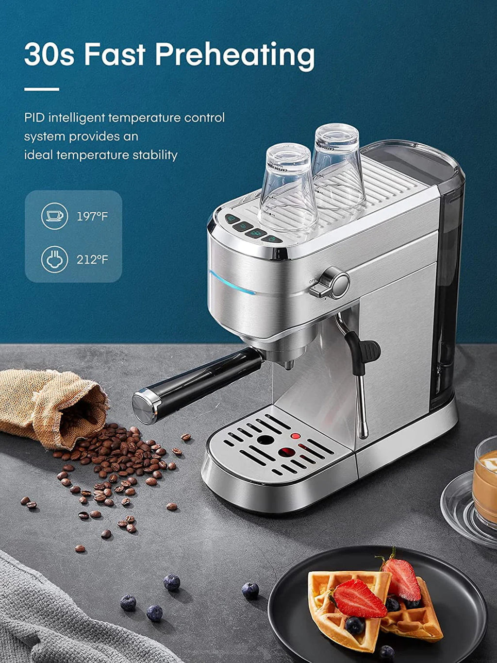 20 Bar Stainless Steel Espresso and Cappuccino Maker with Milk Frother G961