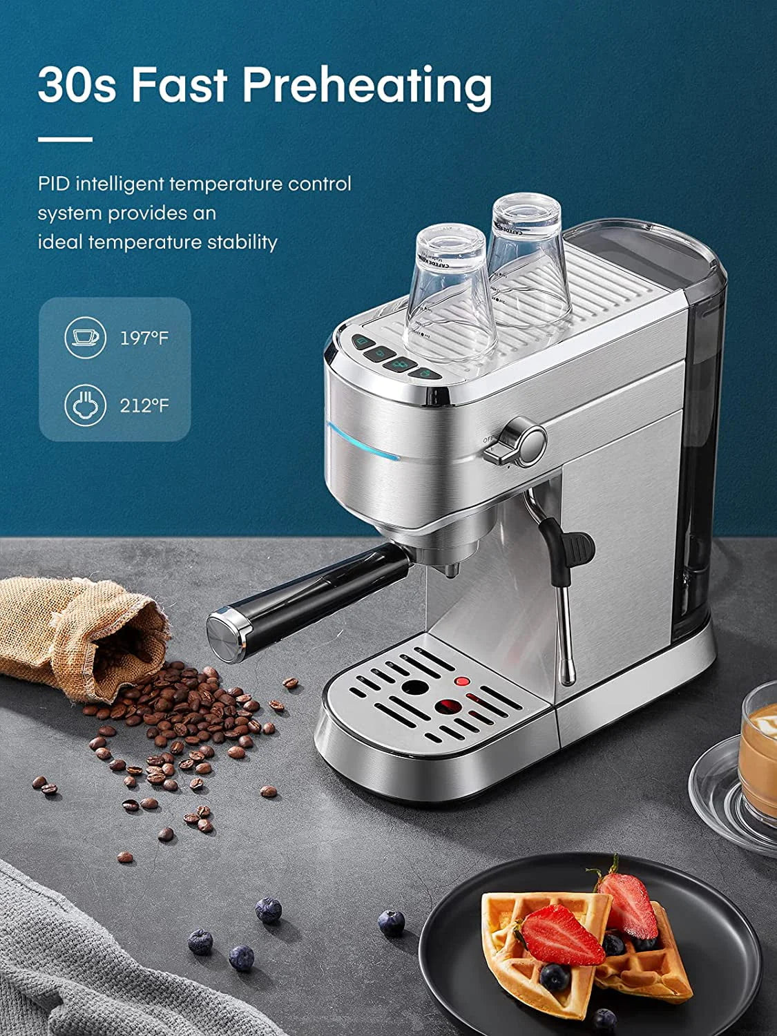 20 Bar Stainless Steel Espresso and Cappuccino Maker with Milk Frother G961