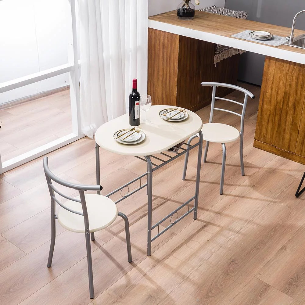 3-Piece Wooden Round Table and Chair Set L9408