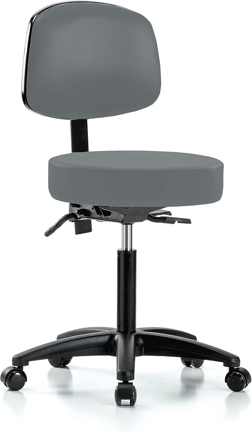 Height Adjustable Rolling Stool with Back and Footring F93171