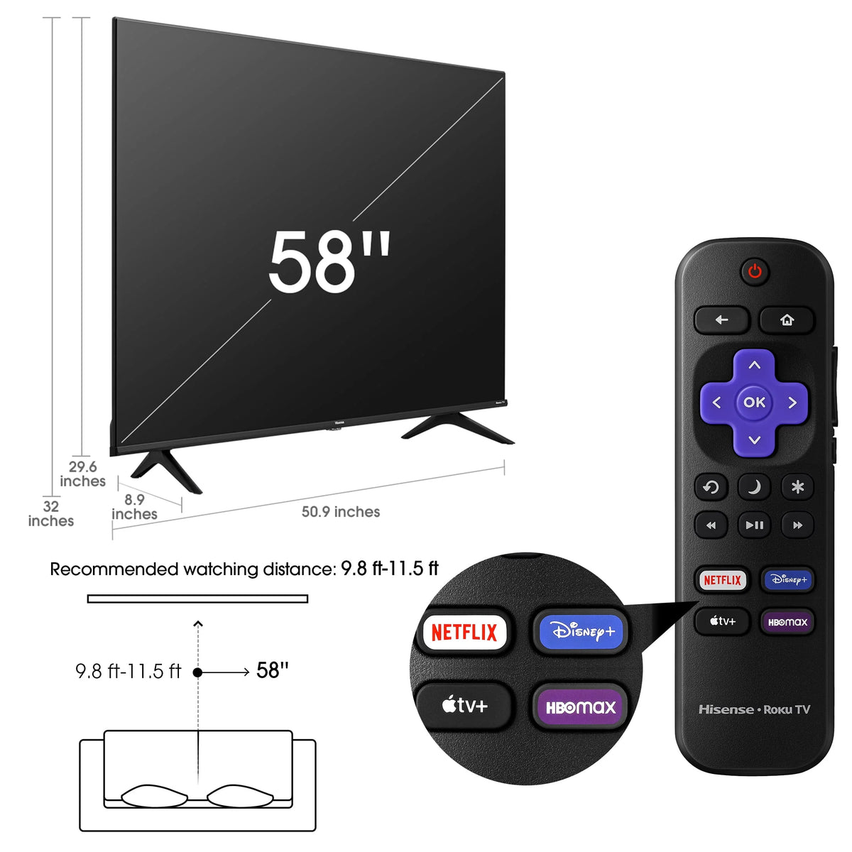 58 Class 4K UHD LED LCD Smart TV HDR M834774