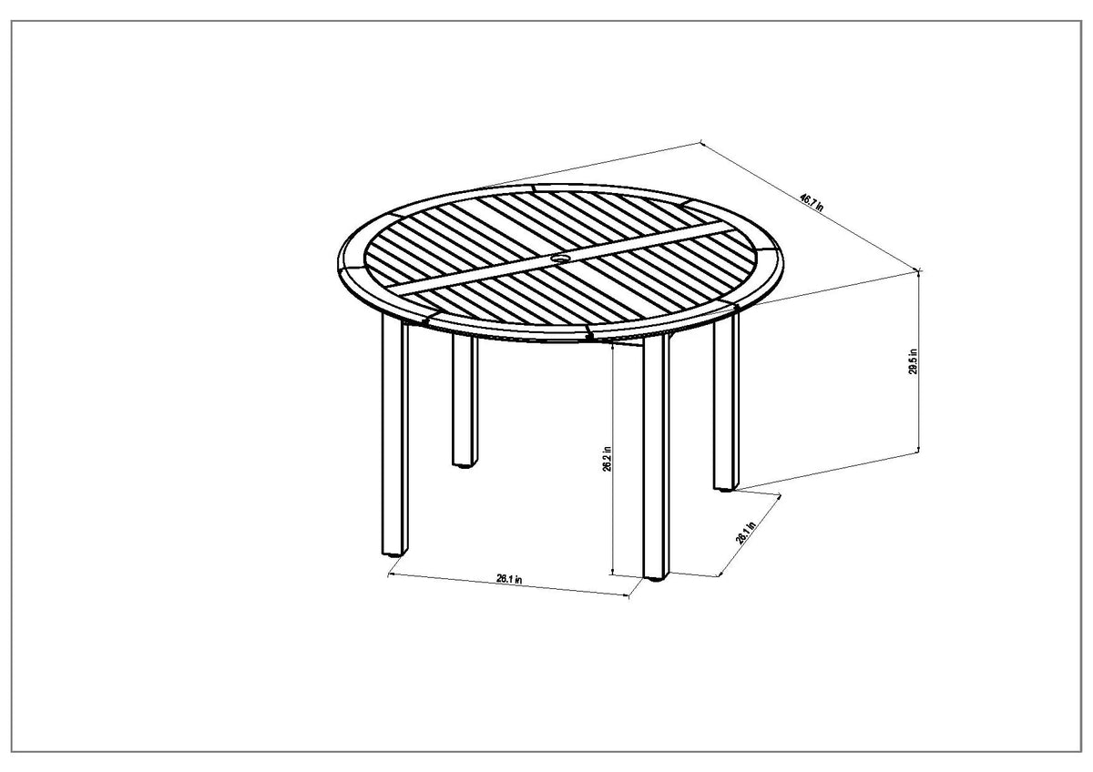 Round Teak Finish Patio Table A350077