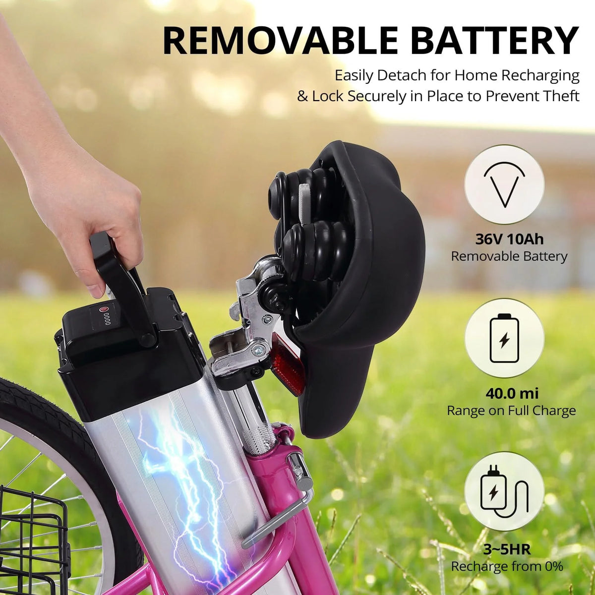 Electric Tricycle 7 Speeds 36V 10Ah Large Basket H82788