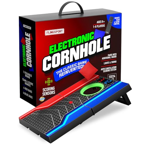 Electronic Cornhole Board Set with Auto Scoring and 8 Bean Bags I7597