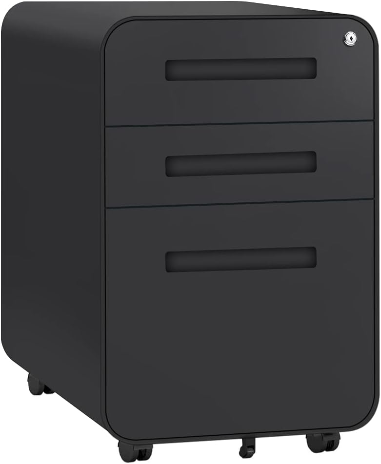 3 Drawer Locking Metal Rolling File Cabinet with Wheels K4818