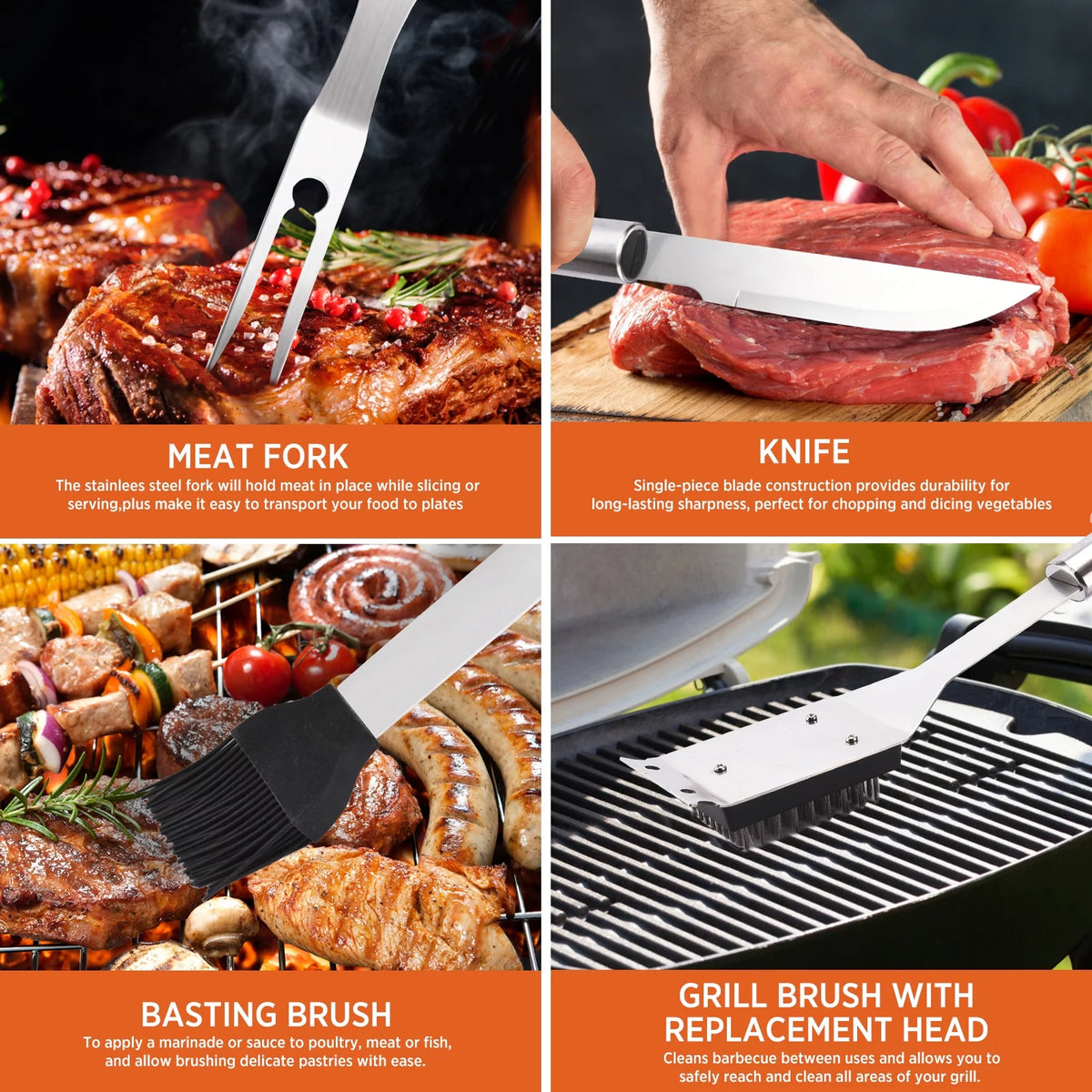 25 Piece Stainless Steel Barbeque Grill Tool Set K750587