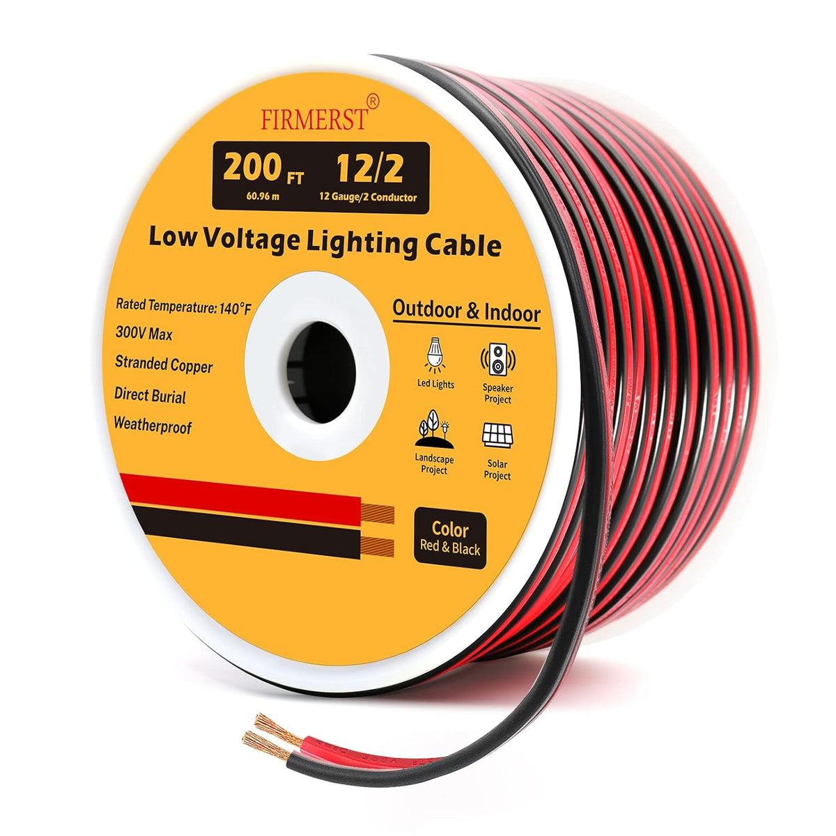 Red Black 100 Feet Pack of 2 Low Voltage Landscape Lighting Cable Z101982