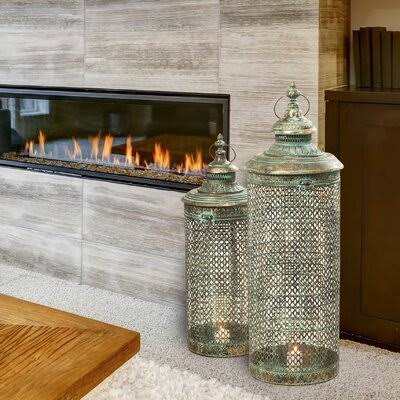 2 Piece Metal Lantern Set Y2958