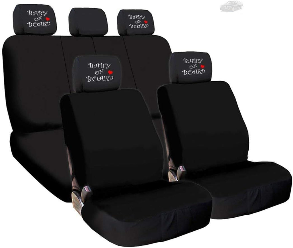 Black Flat Cloth Universal Fit Car Seat Covers with Headrest Covers N19661