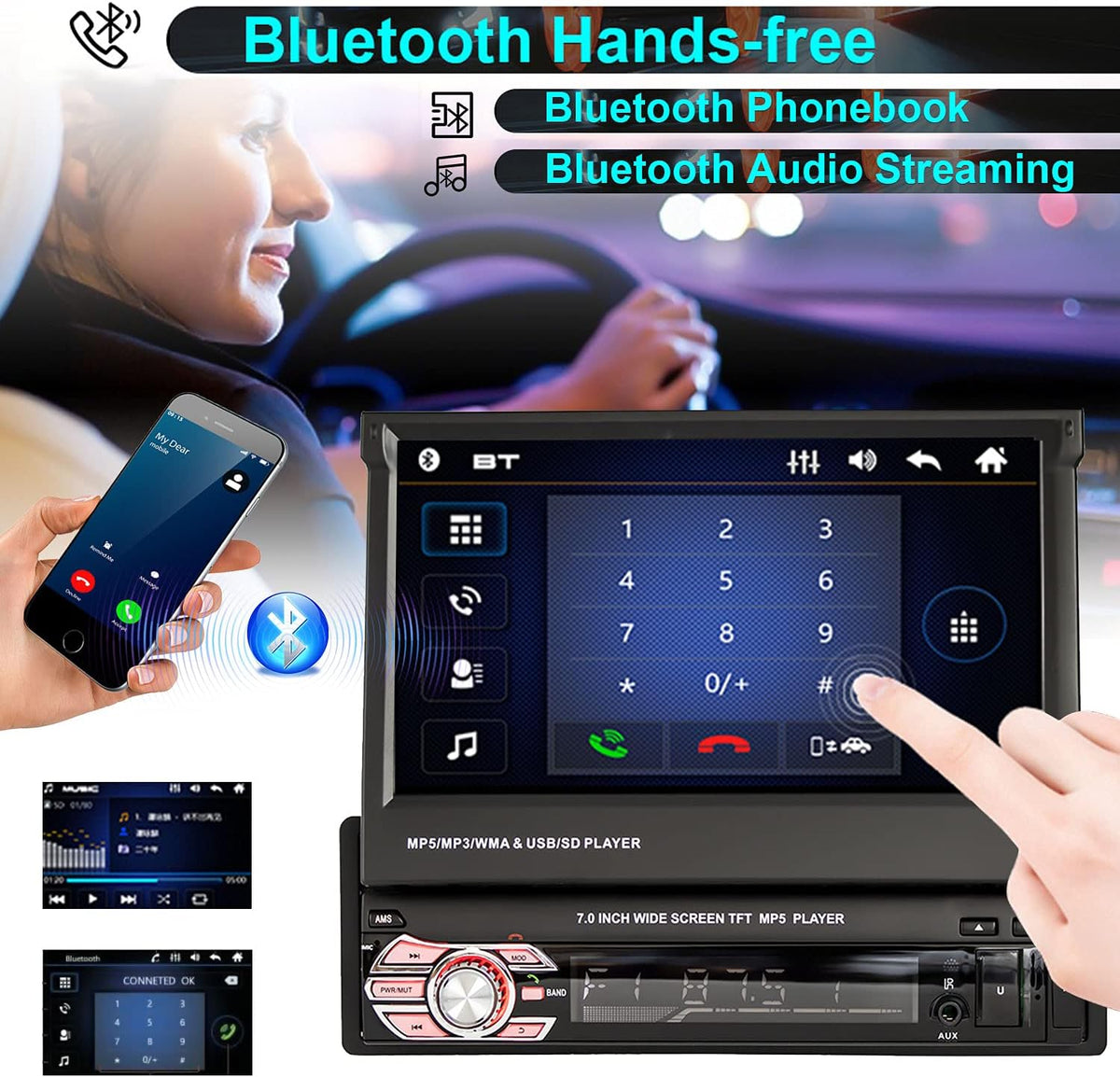 Single Din 7 Inch Flip Out Touchscreen Car Stereo with Backup Camera C422270