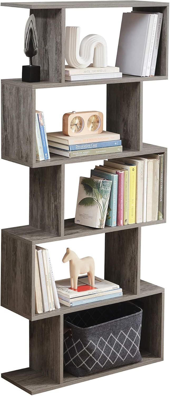 5-Tier Grey Wood Bookshelf H54445