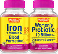 Iron+Vitamin C + Probiotics Women 10B CFU Gummies Bundle Gluten Free GMO Free Chewable Gummy O903480