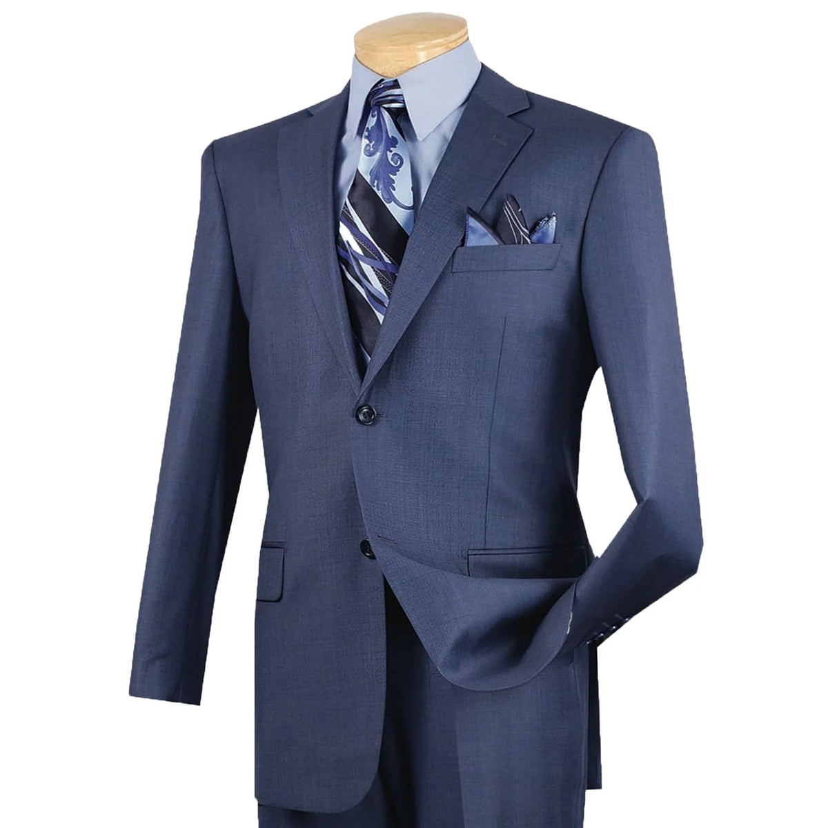Men's Blue Textured 2-Button Classic-Fit Suit X96298