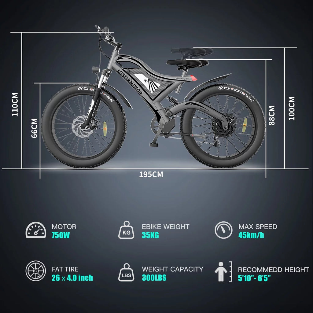 750W 48V 15Ah Fat Tire Electric Mountain Bike G3494