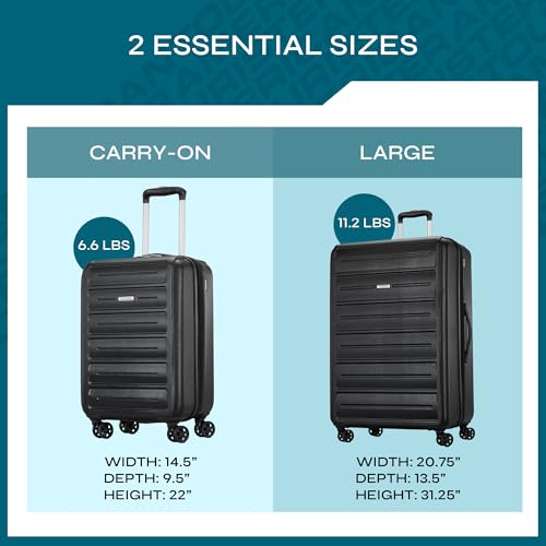 Hardshell Luggage Set 2 Piece Set 20/28" Spinner Wheels Expandable Black E53323