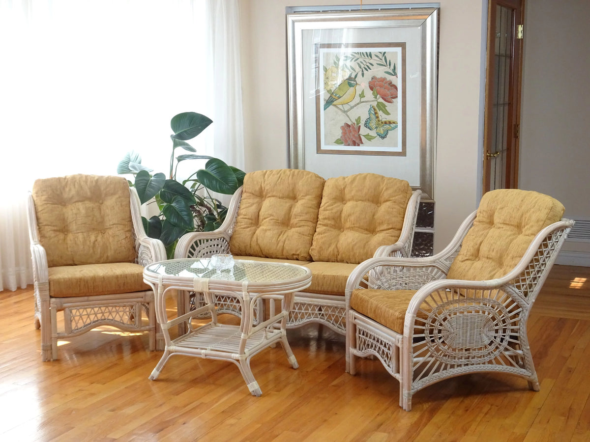 Oval Table with Glass Top Natural Rattan Wicker W522394