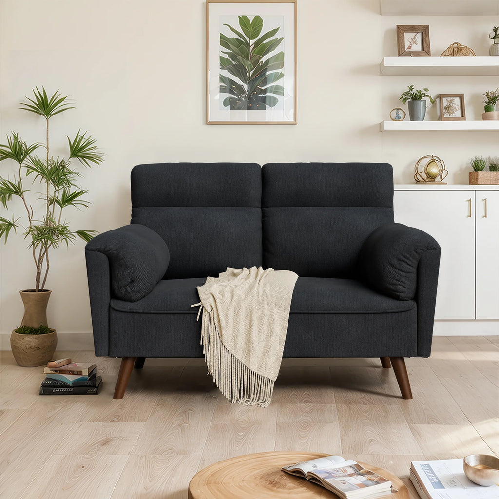 49'' Dark Gray Upholstered Loveseat Sofa with Solid Wood Legs U657