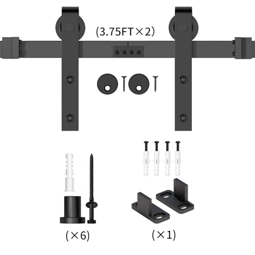 6FT Sliding Barn Door Hardware Kit Black O510924