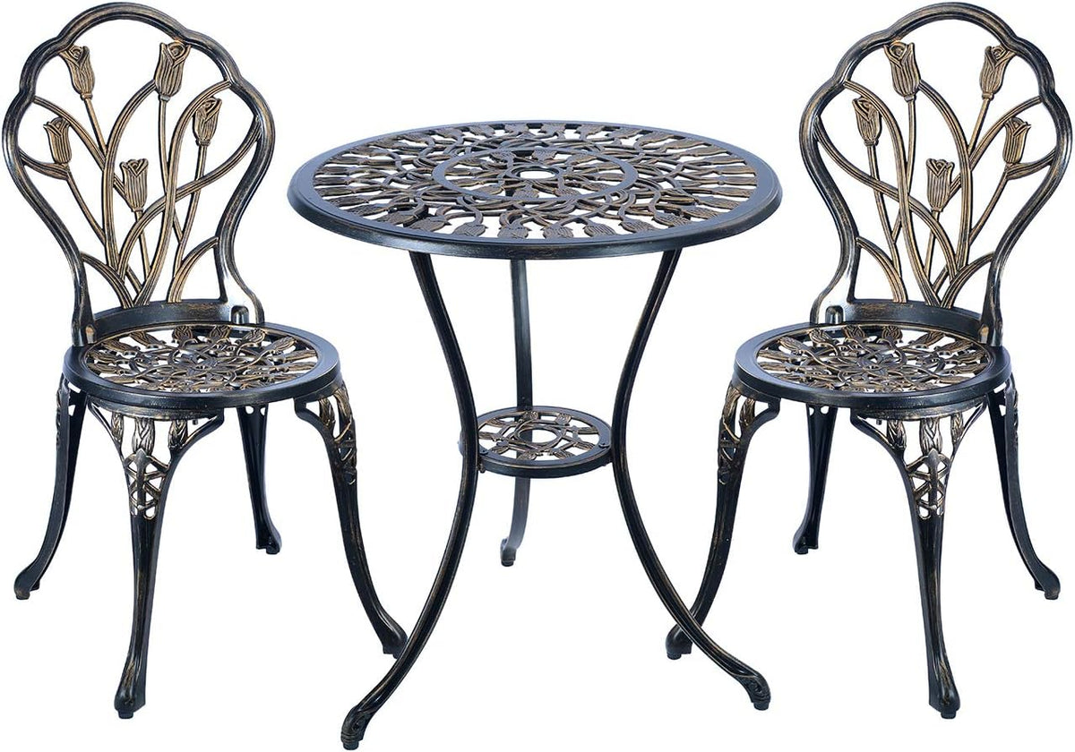 3 Piece Anti-Rust Cast Aluminum Bistro Set L633112